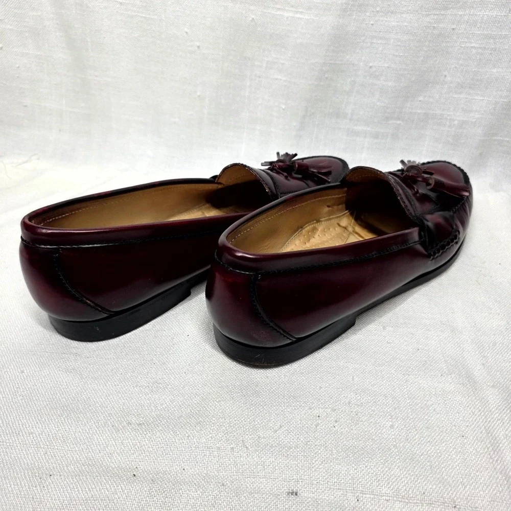 Cole Haan Tassel Loafers Mens 11 B Burgundy Leather Dress Shoes Business‎ Casual